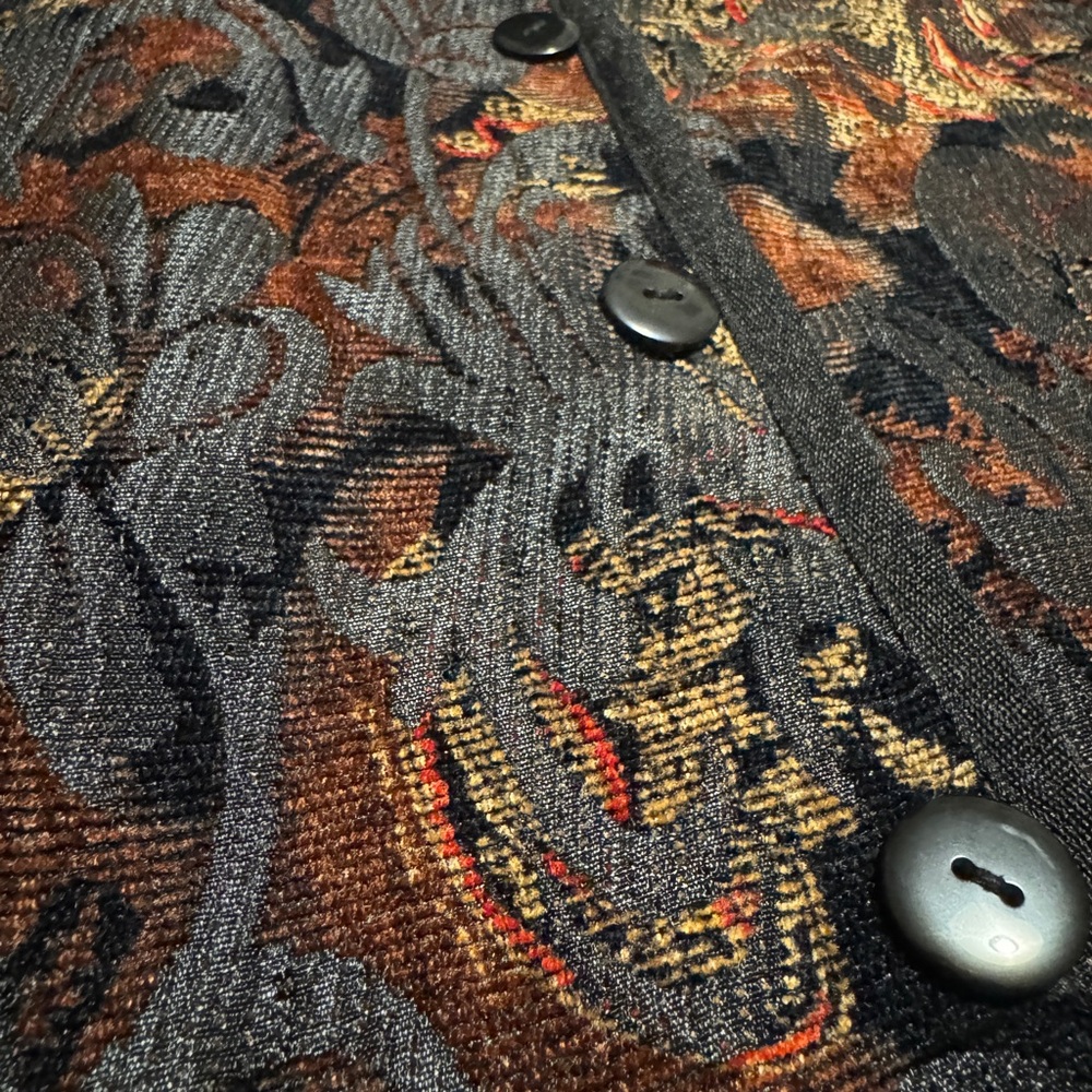 Velvety Tapestry Reversible Jacket‎ Black and Rich Brown